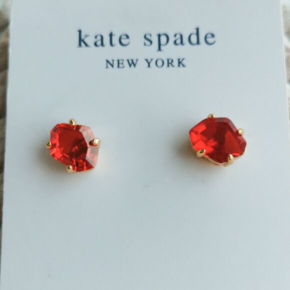 Kate Spade Treasure Trove Gold Pink Sand Stud Earrings NEW AUTHENTIC - Picture 1 of 2